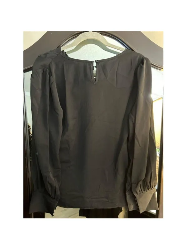 NEW Black Drape Collar Neck Blouse Career M Size M - Image 2