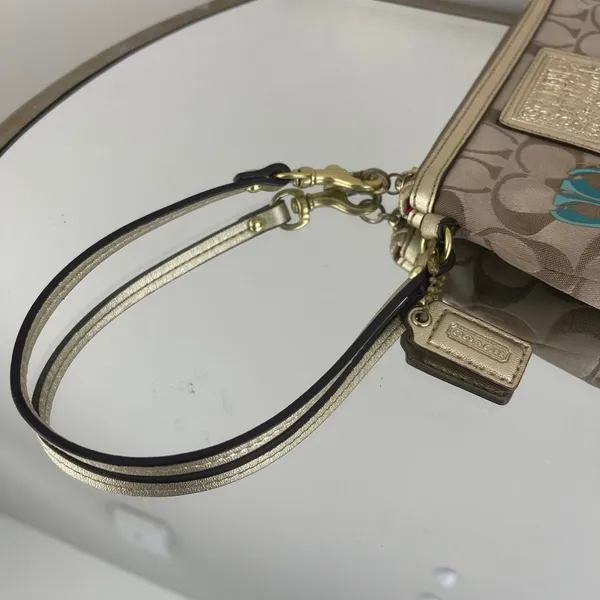COACH Y2K Brown Logo Monogram Vibrant Graphic Studded Mini Wristlet Coin Wallet - Image 6