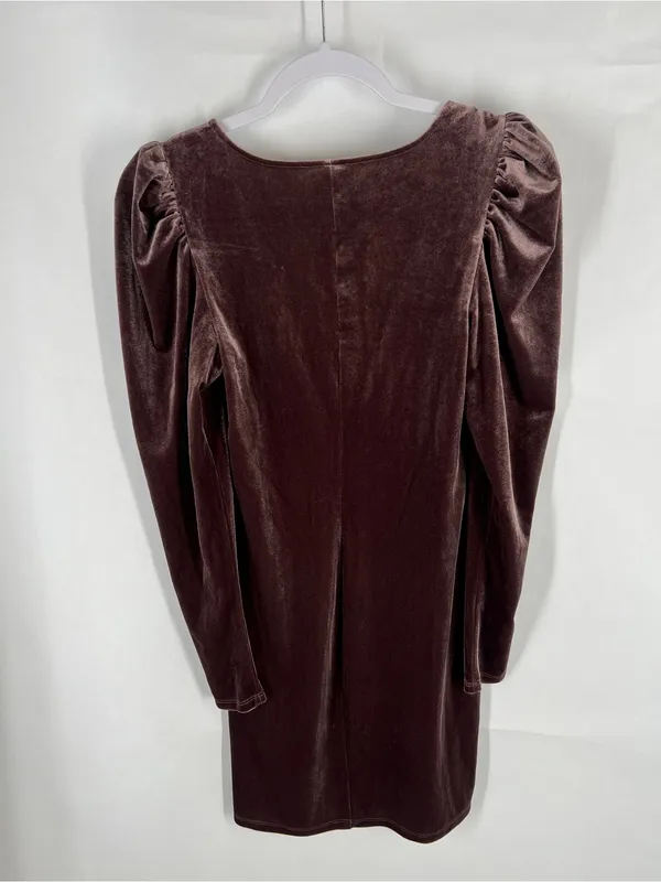 Gentle Fawn Mauve Velvet Puff Sleeve Mini Dress XS - Image 8