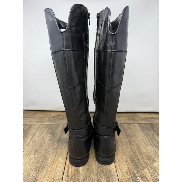 Marc Fisher Black Leather Tall Riding Boots FARTYW Buckle Detail 6.5M - Image 4