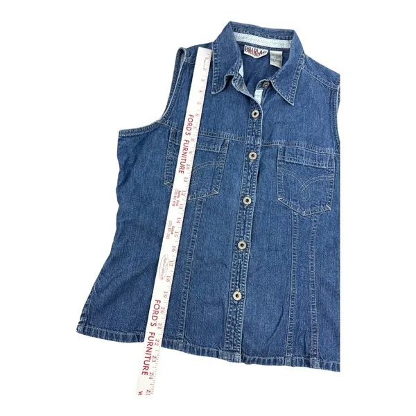 Bill Blass Jeans Womens Vintage Denim Sleeveless Western Shirt Blue Medium M - Image 5