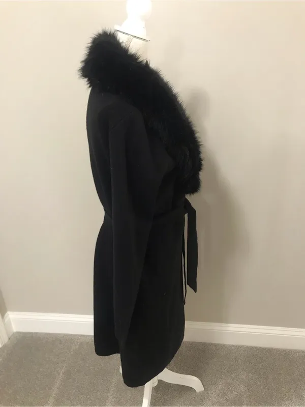 NWT Edessa Faux-Fur Trim Wrap sweater Coat - Image 7