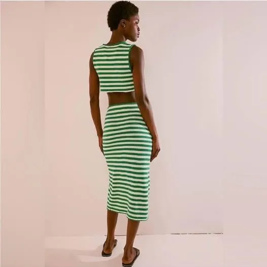 NEW Free People Striped Knit Maxi Skirt, Tank and Long Sleeve Top Set XL - Image 5