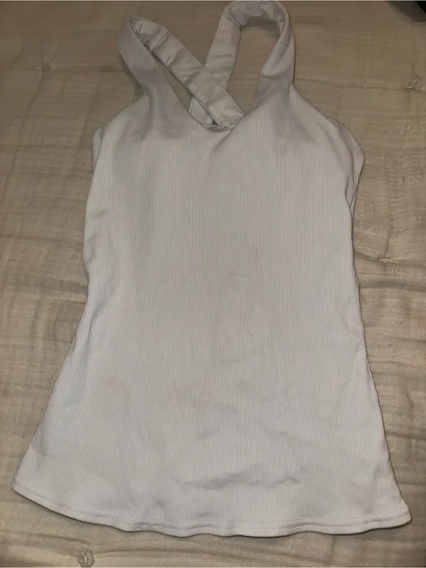 Alo Yoga Women's White Ribbed Elevate V-Neck Tank Top size XS - Image 3