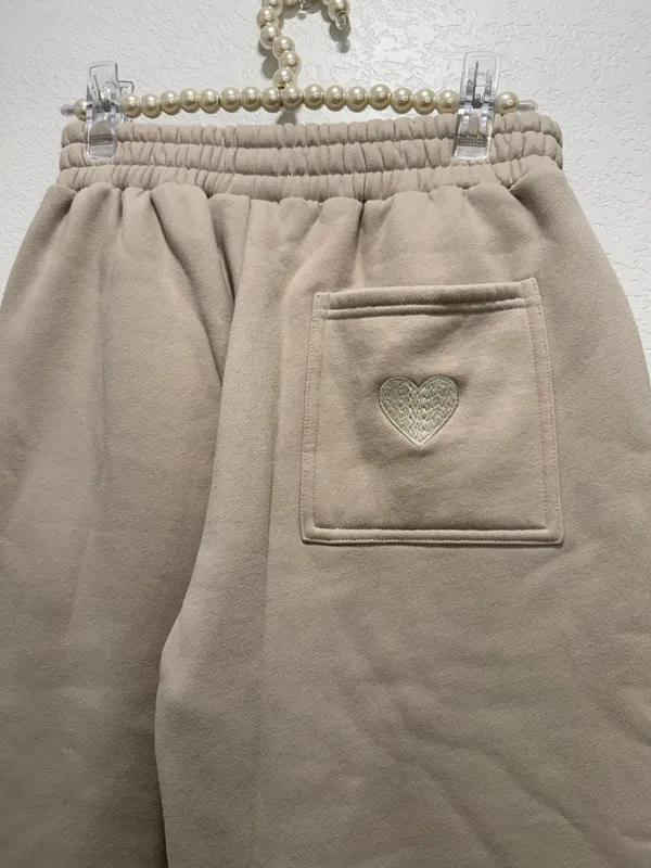 Comfrt heart Cream and tan love sweatpants - Image 4