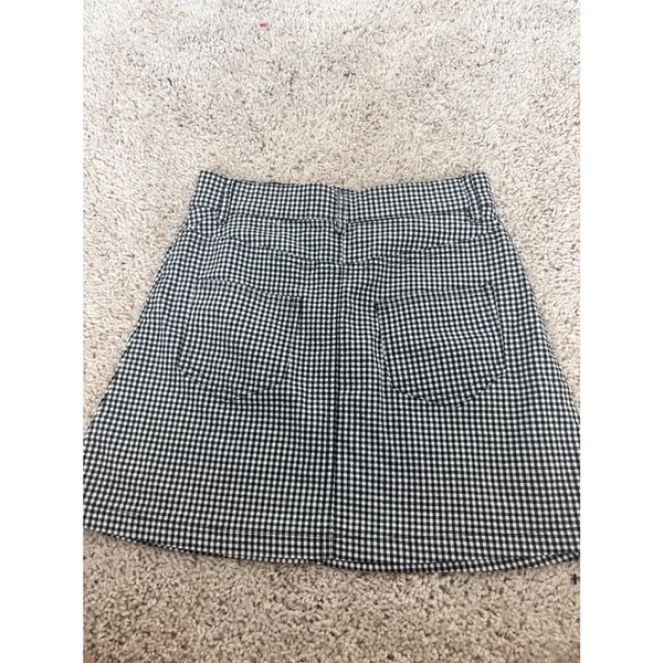 John Galt Mini Skirt Womens One Size Black Gingham Excellent A-Line Checkered - Image 3