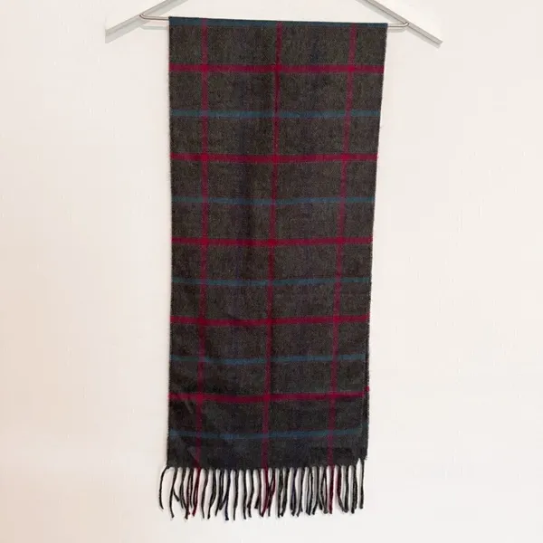 Christian Dior‎ Scarf Plaid Windowpane Cashmaire Fringe Vintage Dark Academia - Image 4