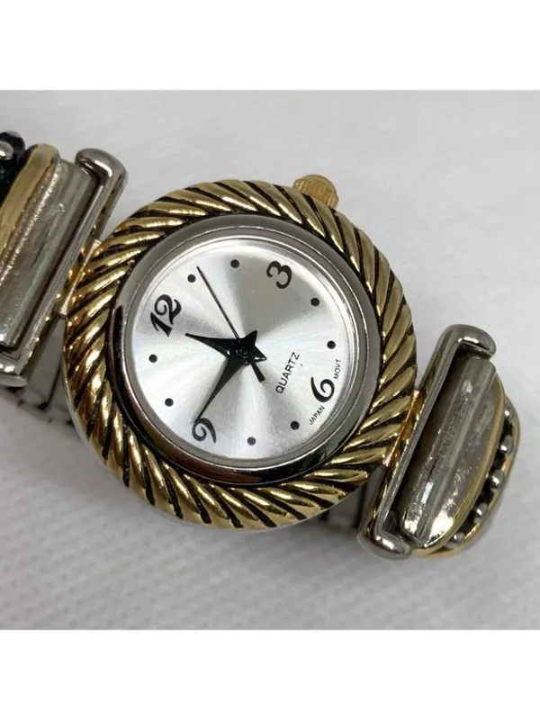 Avon women’s gold silver tone watch quartz analog 25mm stretch band running - Image 2