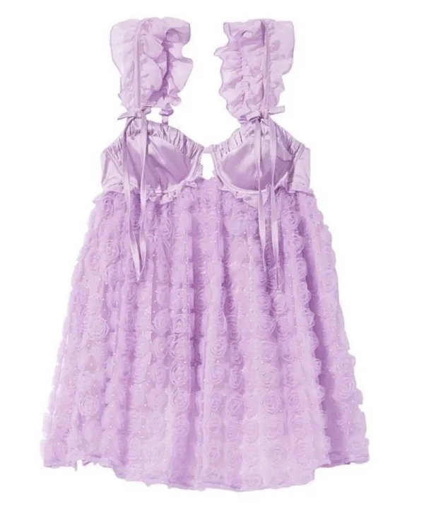 For Love & Lemons Poppy Mini Dress Lilac - Image 5