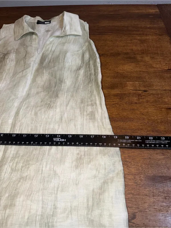 Acquamarine 100% Linen Made In Italy Midi Dress Lagenlook Artisan Chic‎ Sz 4 - Image 7