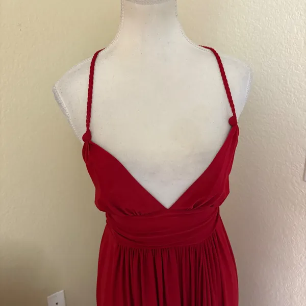 MISA LOS ANGELES Ever Maxi Dress‎ Red Halter Size Small - Image 3