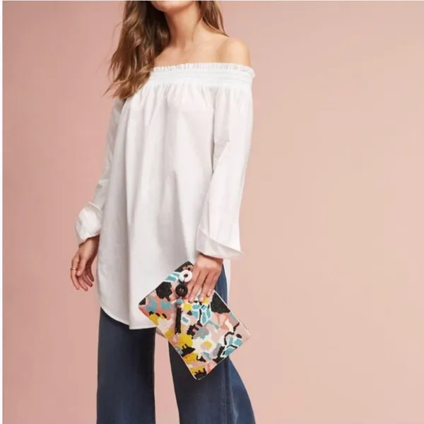 Maeve Off-Shoulder Relaxed Fit White Poplin Top Tantira size M - Image 3