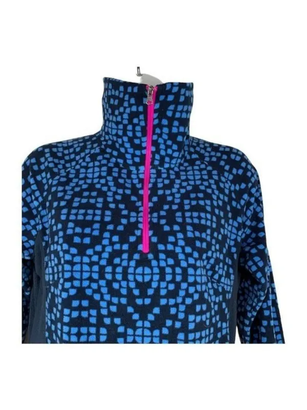 Columbia Sportswear Womens Small Blue Geometric Fleece Pullover Jacket Full Zip - Image 3
