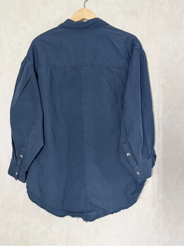 We The Free Women’s Happy Hour Button Down Shirt Longsleeve Oversized in Navy XL - Image 5