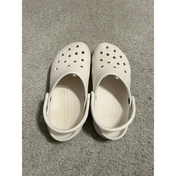 Crocs White Rubber Clogs Men's Size 6 Women's‎ 8 Preowned Stained - Image 2