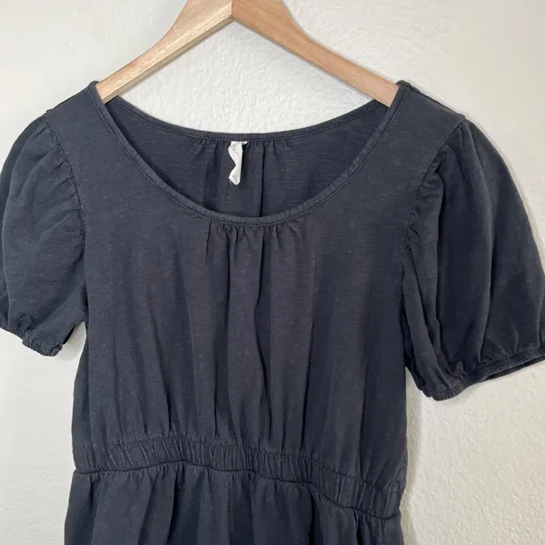 Anthropologie Daily Practice Black Cap Sleeve Cotton Sleeve Dress M - Image 3