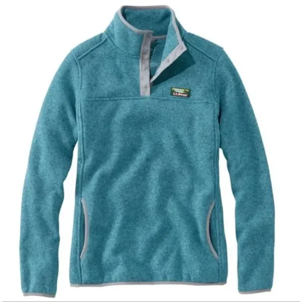 L.L. Bean snap neck fleece pullover size MP green - Image 2
