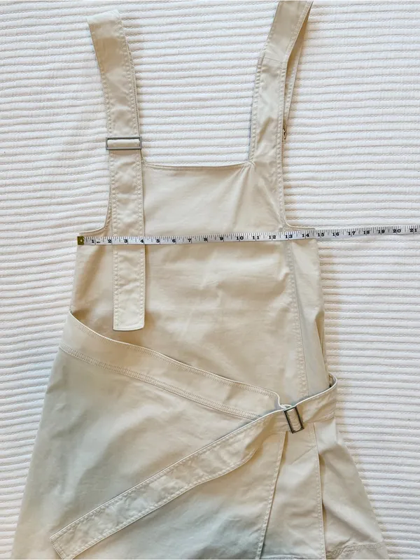 COS Asymmetrical Cream Strap Wrap Pinafore Cotton Dress - Image 10