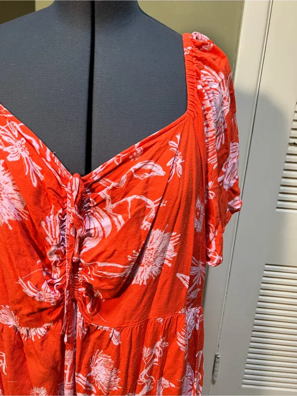 Ava & Viv Women’s Plus Size 3X Maxi Dress Orange Light Purple Floral Sweetheart - Image 6
