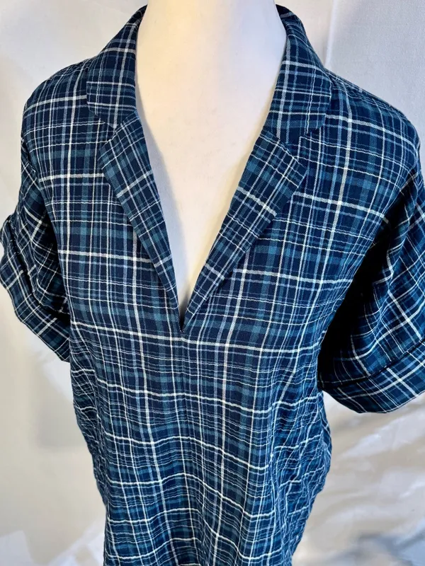 ☀️NWT Madewell Swenson Popover Shirt Morehead Plaid Deep Indigo Sz Large🧡 - Image 4