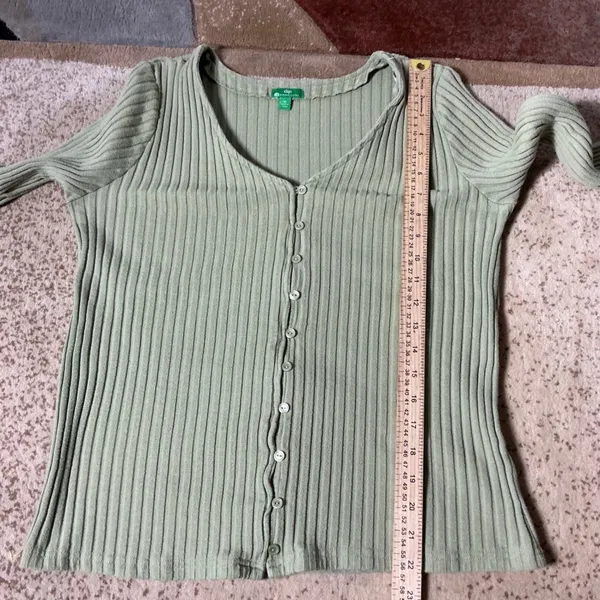 Dip‎ Organic Cotton Minimalist Ribbed Cardigan Layering Button Front Top XL - Image 5