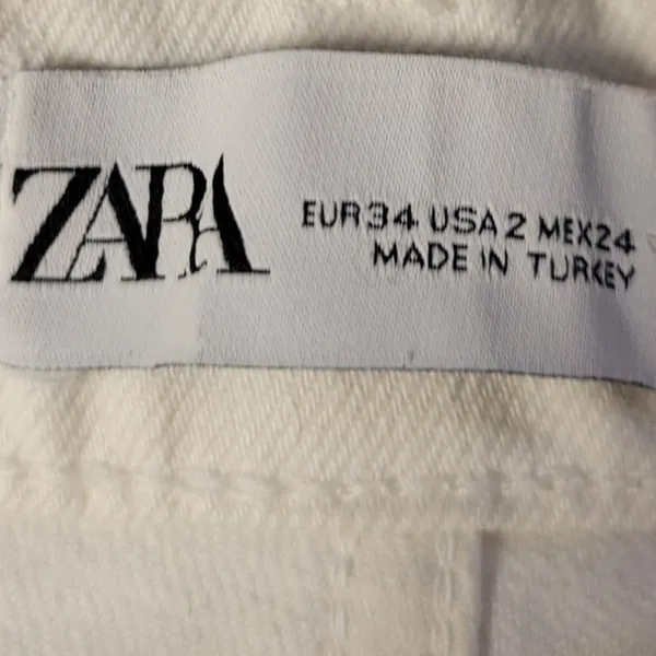 Zara High Rise Skinny Jean Womens Size 2 White Denim Summer Clean Girl Side Slit - Image 3