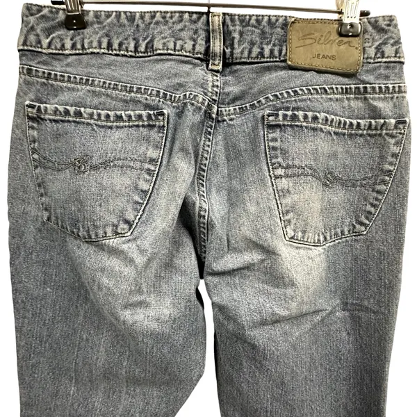 Vintage Silver Mid Rise Blue Jeans Flare Denim Made In Guatemala Womens 30 32 - Image 8