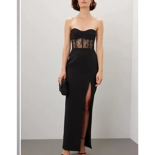 Elle Zeitoune Black Strapless Gown SMALL Bodycon Corset Bustier Designer $390 - Image 2