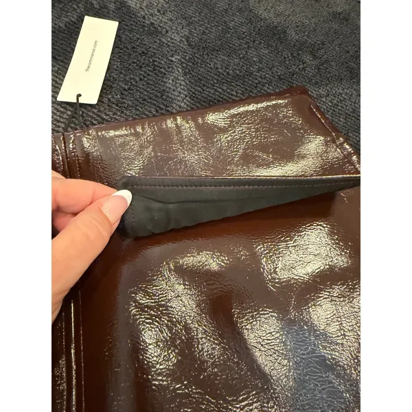 Commense‎ Brown Patent Faux Leather Mini Skirt High Waist A-Line NWT Size Medium - Image 2