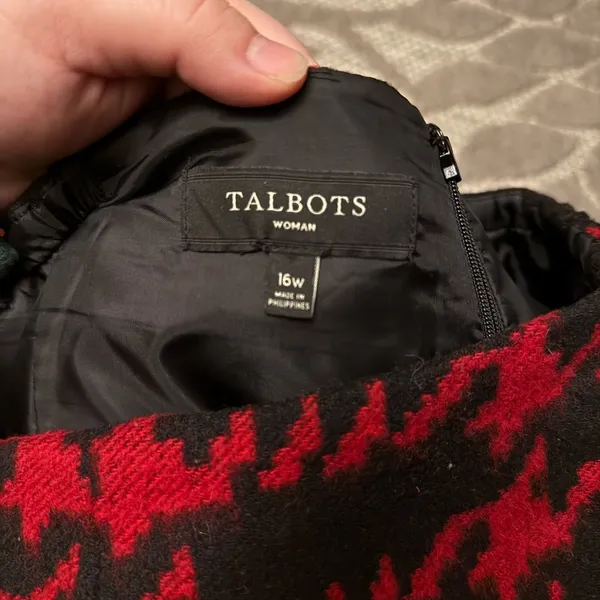 Talbots Wool Blend Lined Houndstooth Skirt Size 16 Slit in Back - Image 3