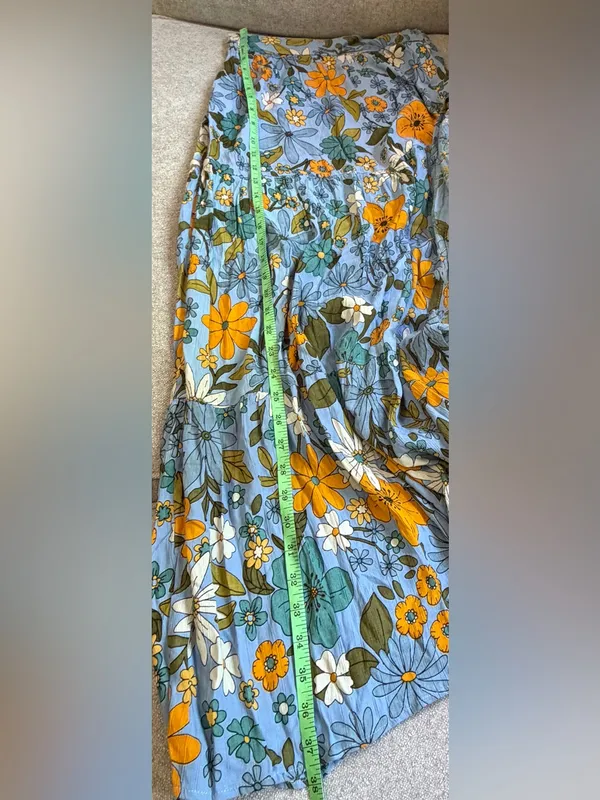 NWT Angie Blue Floral High Slit Tiered Maxi Skirt Boho Size Small - Image 9