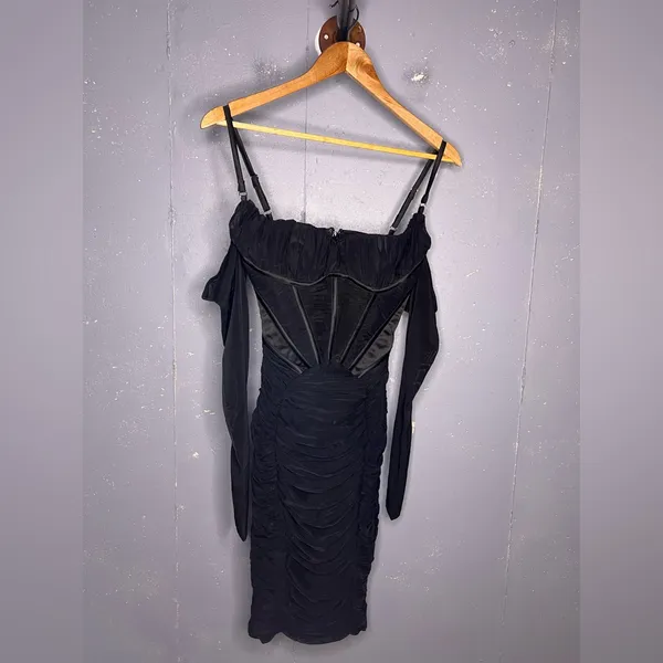 House of CB FREYJA Black Gathered Corset Dress Size XS Plus Cup - Image 3