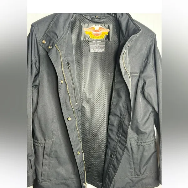 Harley Davidson Vintage Womens Nylon Parka Jacket Black Size XL - Image 5