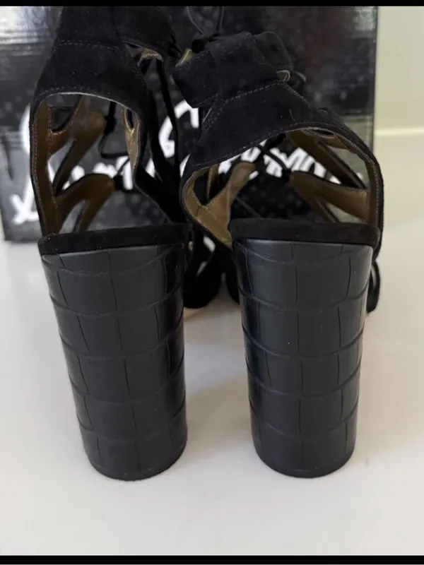 Sam Edelman Yardley Black Suede Lace Up High Heel Sandals Size 8 - Image 4