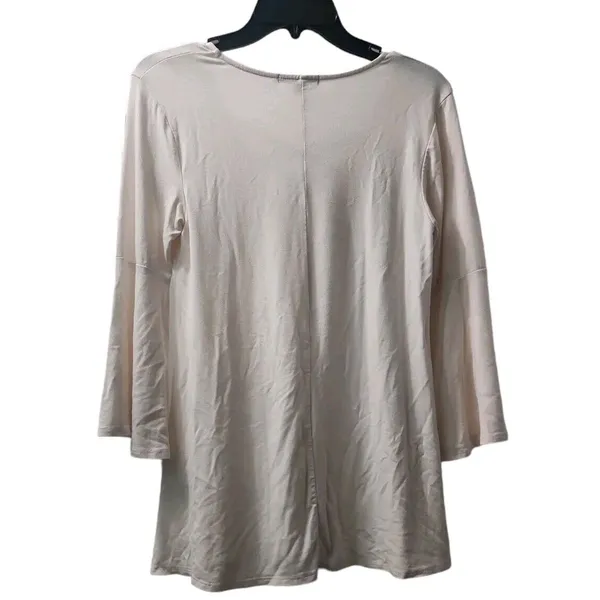 BKEred Tunic‎ Top Criss Cross V Neck Bell Sleeve Casual Beige Small - Image 5