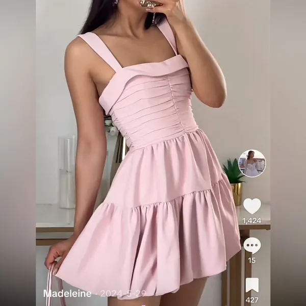 Zara Blush Pink Mini Dress NWT‎ Size XS Bubble Hem Back Zip Preppy Homecoming - Image 7
