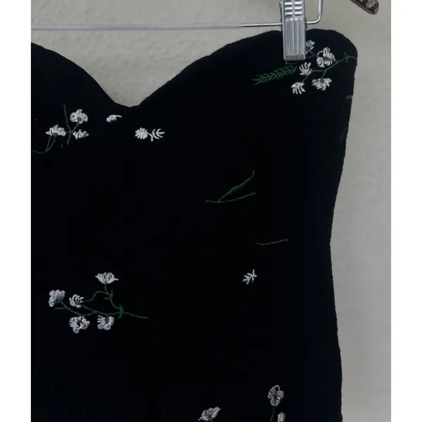 Zara Embroidered Flower Textured Bustier Corset Black Women’s Size Small Party - Image 9
