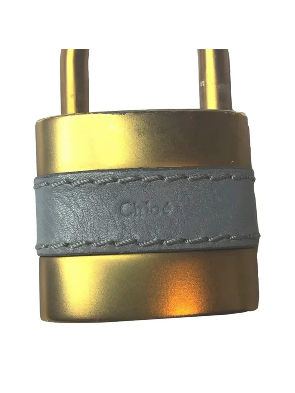 Chloé Paddington Blue Gray Leather Gold Hardware Padlock and Key Replacement - Image 8