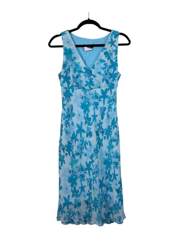 Vintage Mariposa Blue Floral Mini Dress Womens M Y2K 90s Girly Casual Coquette - Image 2