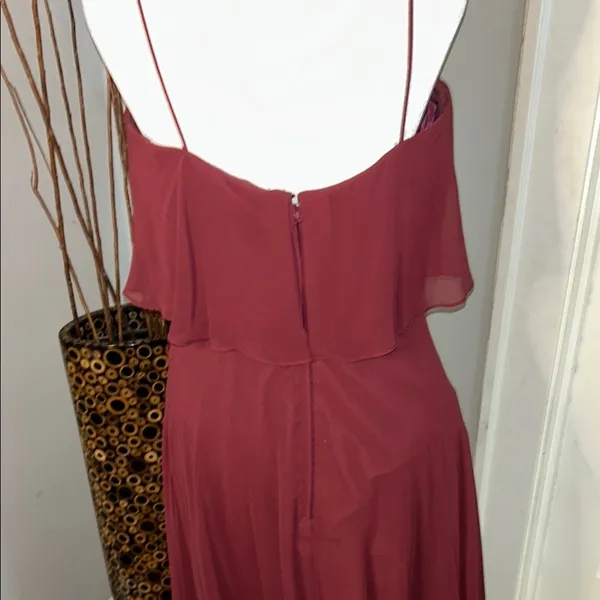 Mori Lee Elegant Burgundy Evening Gown - Image 9