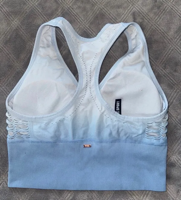 Pink Victoria’s Secret Sports bra size M light blue - Image 2