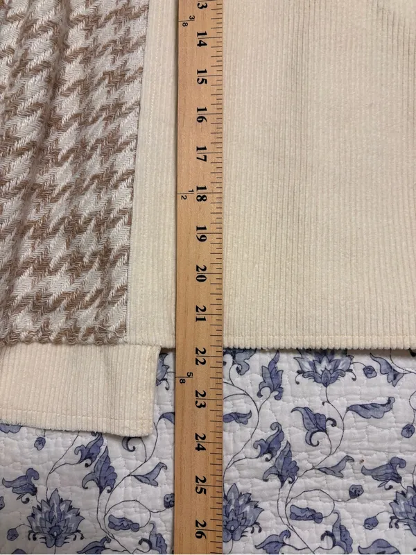 Mystree Corduroy Jacket S Cream Herringbone Mixed Media Utility Shacket fall - Image 10