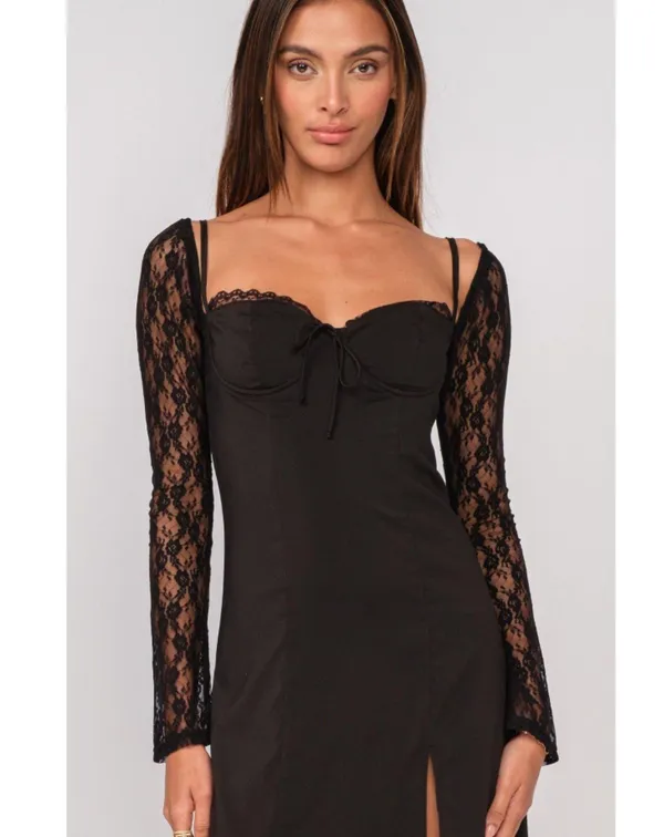 Isabelle’s Cabinet Sky to Moon Lace Sleeve Bustier Dress - Image 2