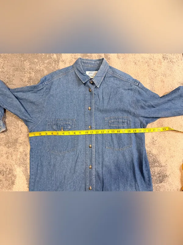 Vintage Central Falls Classic Denim Button-Up Shirt - Image 7