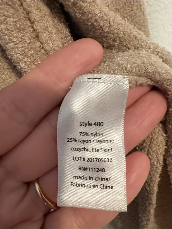 Barefoot Dreams Hooded Open-Front Cardigan in Light Tan XS/S - Image 3