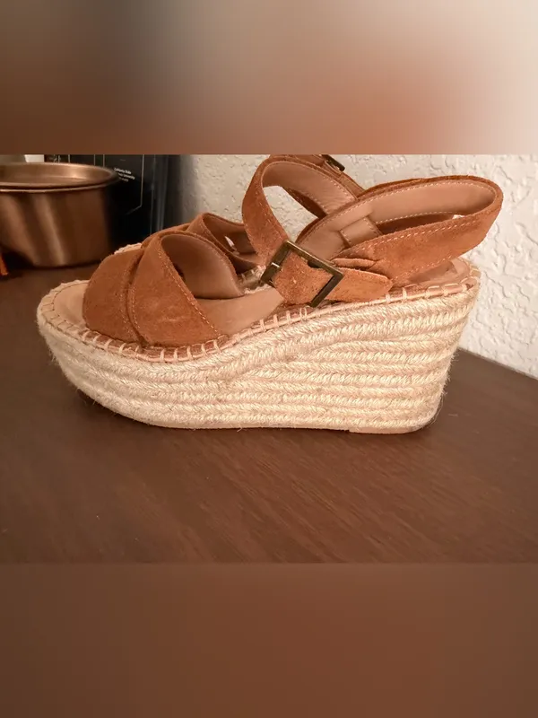 Soludos Womens Como Platform Wedge Sandals Brown suede size 6 preowned - Image 12