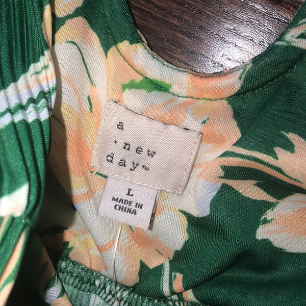 A new day green floral leather maxi dress size large new with tags - Image 7