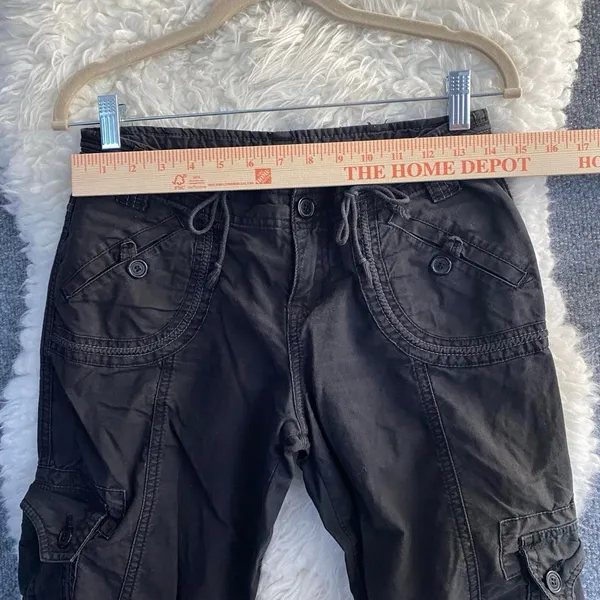 Union Bay Black Cargo Pants Adjustable Drawstrings Y2k Gorpcore Dark Academia - Image 3