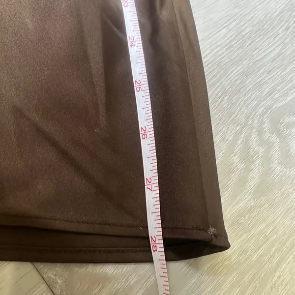 The Drop silky slip skirt midi chocolate‎ brown satin workwear minimalist large - Image 6