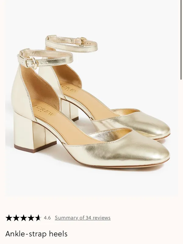 J.Crew Factory Gold Metallic Ankle Strap Block Heel Pumps Size 8 - Image 2